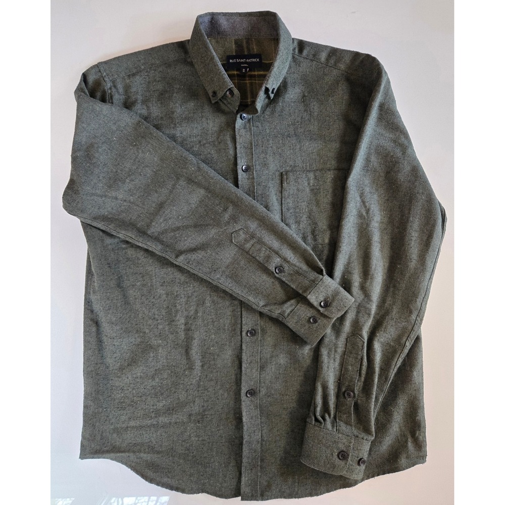 Rue Saint-Patrick Montreal Mens Medium Olive Green Cotton Blend Flannel Shirt